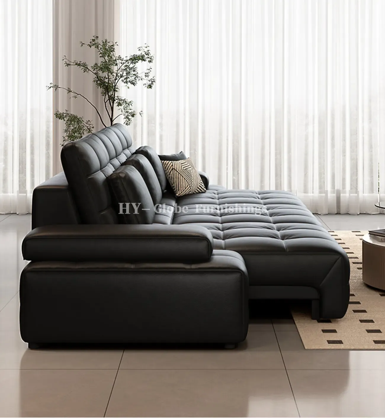 Globe Furnishings - Laurence Electric Multifunctional Leather Sofa