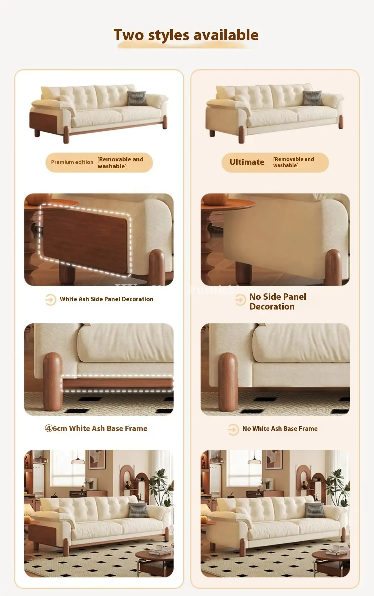 Globe Furnishings - Nordic Solid Wood Snow Neil Sofa