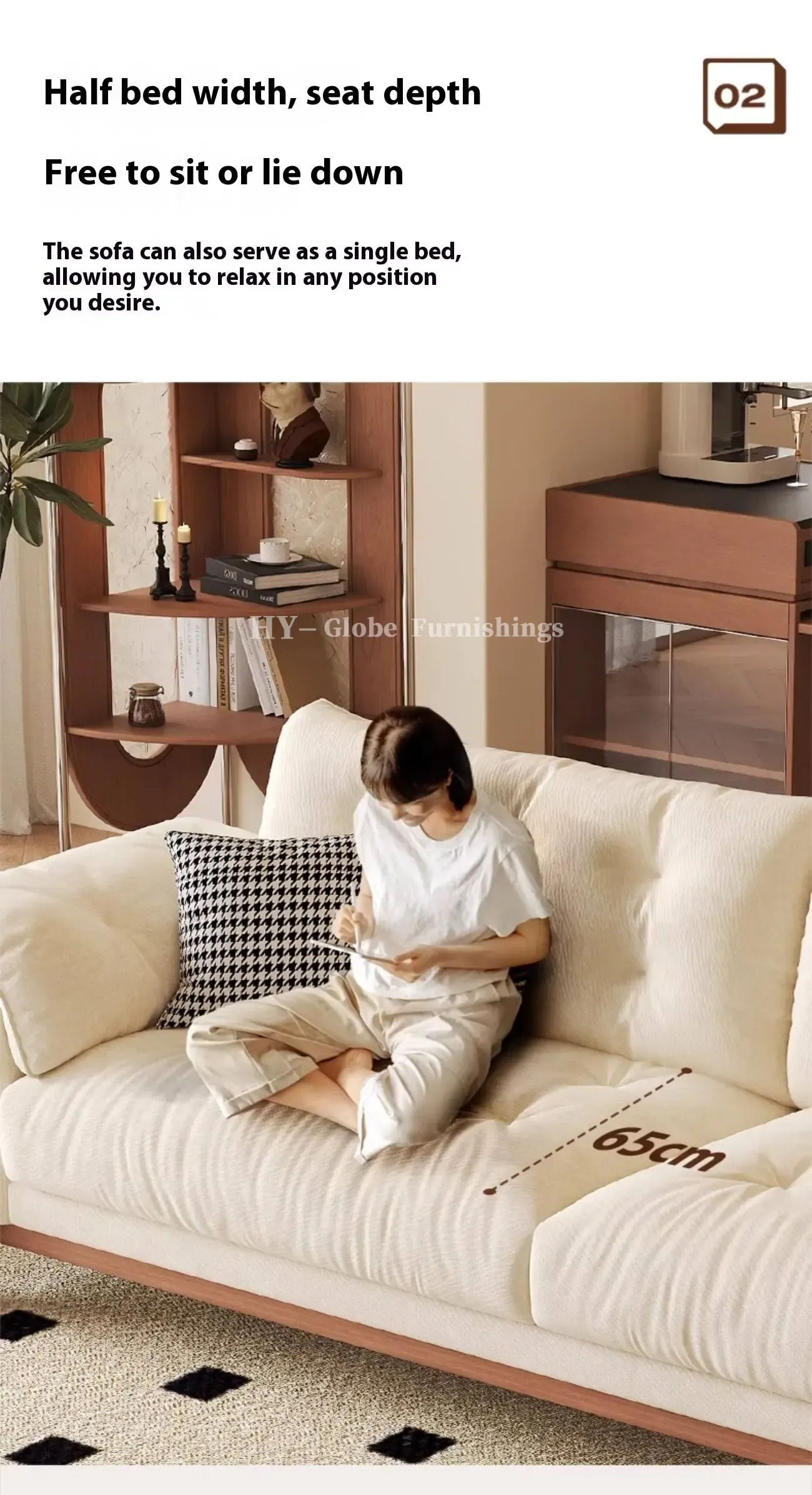 Globe Furnishings - Nordic Solid Wood Snow Neil Sofa