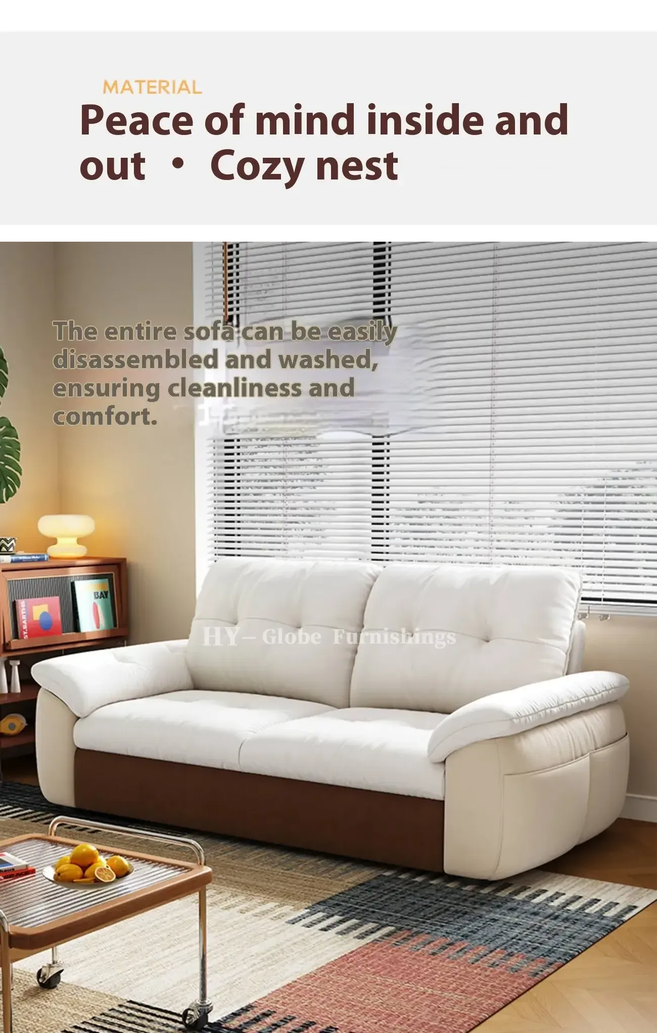 Globe Furnishings - Removable and Washable Cat-Scratch-Resistant Cloud-Shaped Folding Sofa Bed