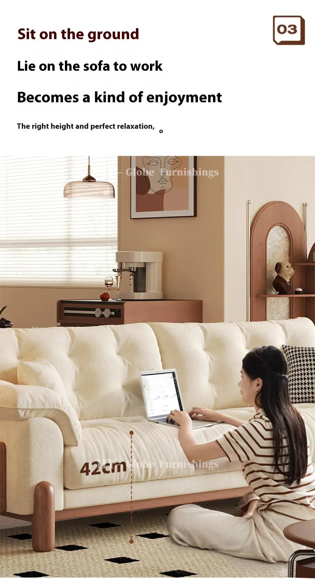 Globe Furnishings - Nordic Solid Wood Snow Neil Sofa