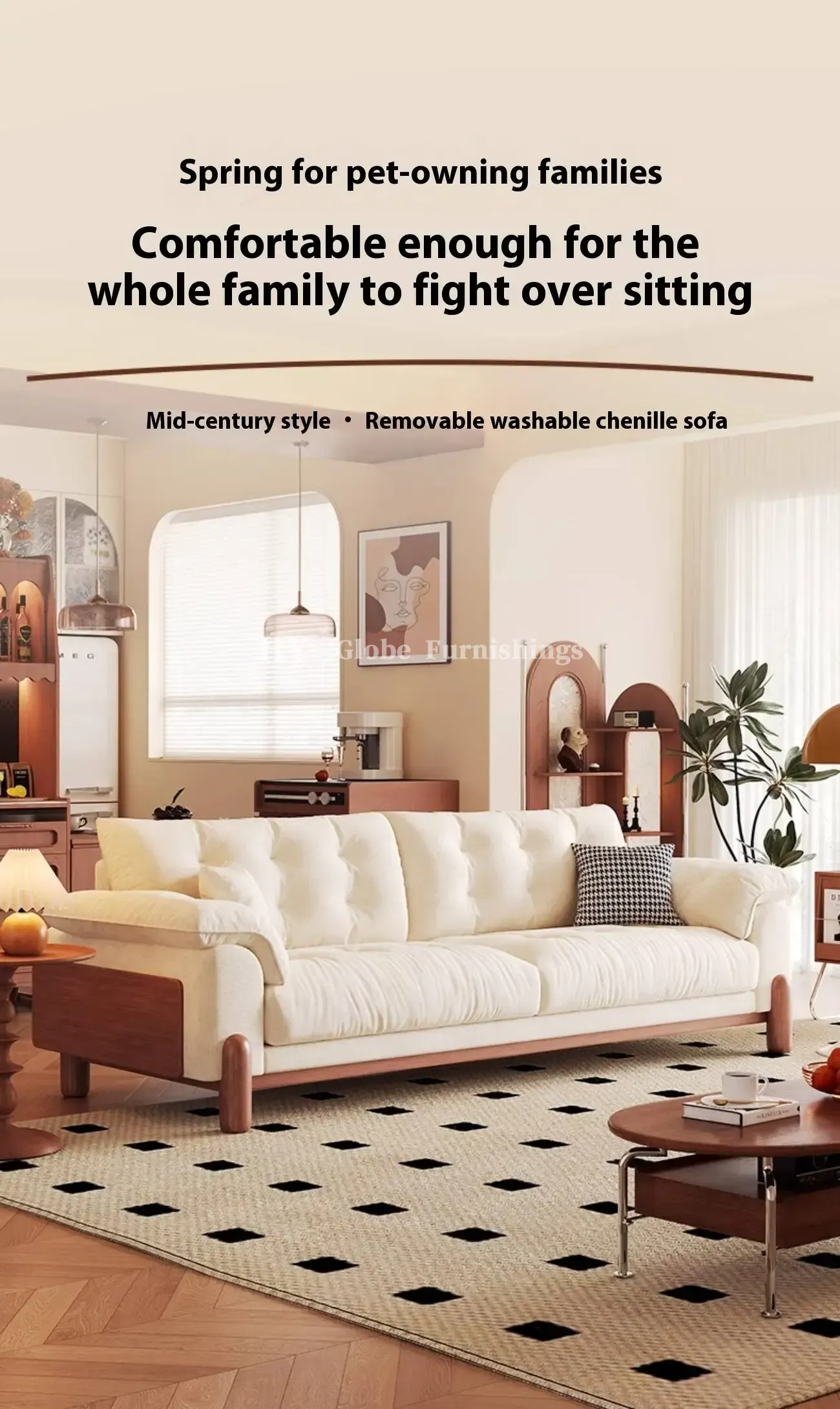 Globe Furnishings - Nordic Solid Wood Snow Neil Sofa