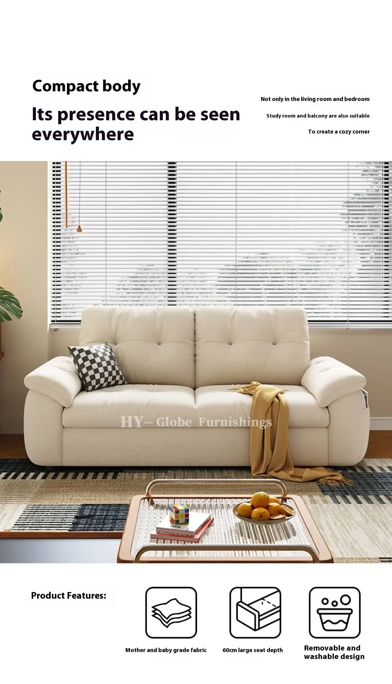 Globe Furnishings - Removable and Washable Cat-Scratch-Resistant Cloud-Shaped Folding Sofa Bed