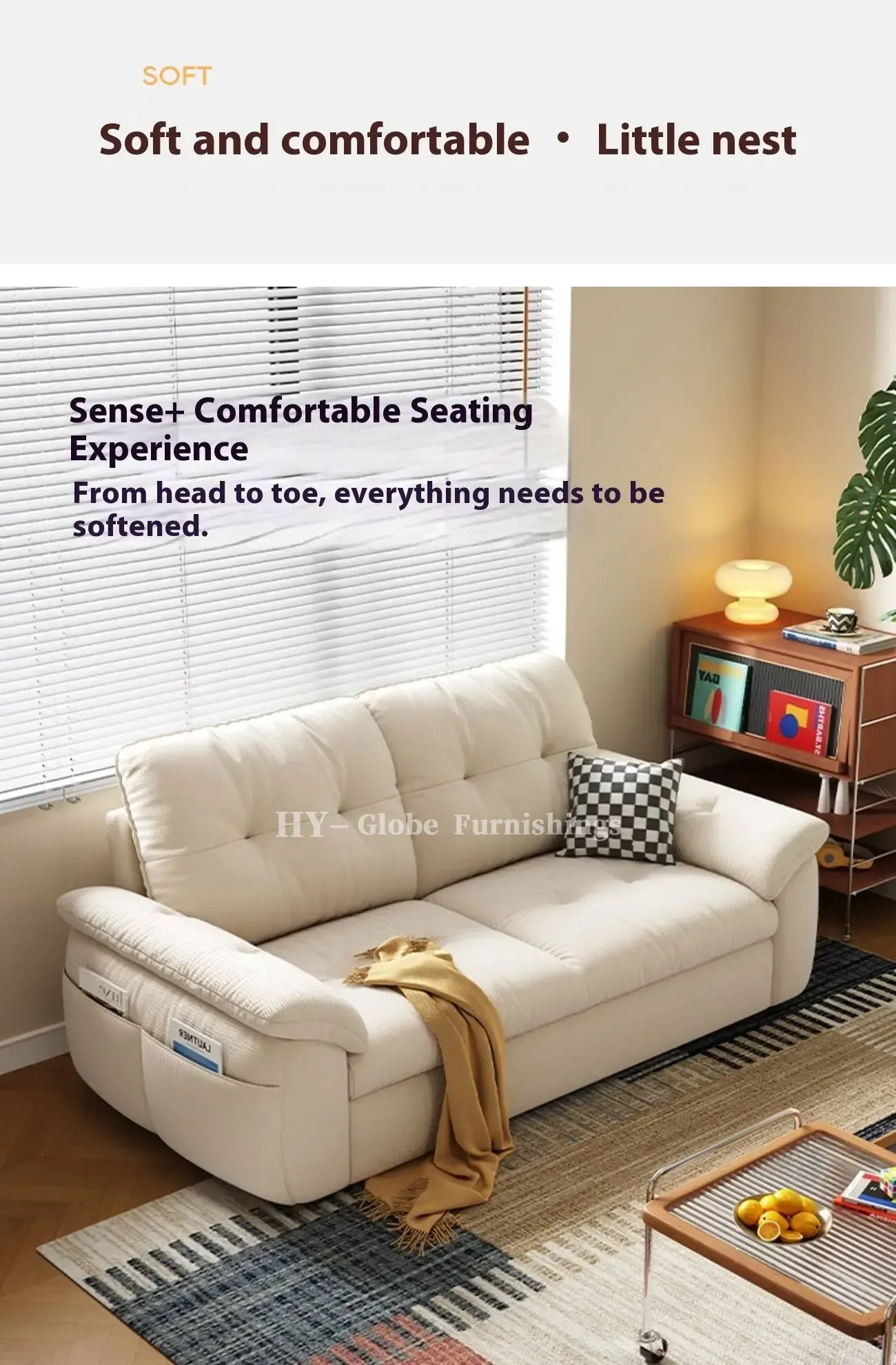 Globe Furnishings - Removable and Washable Cat-Scratch-Resistant Cloud-Shaped Folding Sofa Bed