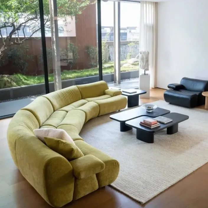 Designer Bamboo-Patterned Sofa