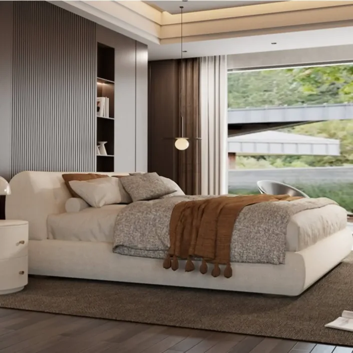 Globe Furnishings - Italian Minimalist Teddy Velvet Supermoon Bed Globe Furnishings - Italian Minimalist Teddy Velvet Supermoon Bed