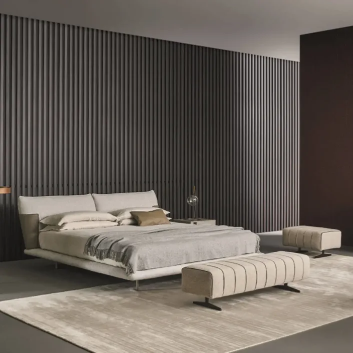 Globe Furnishings - Minimalist Modern Upholstered Saddle Bed Globe Furnishings - Minimalist Modern Upholstered Saddle Bed