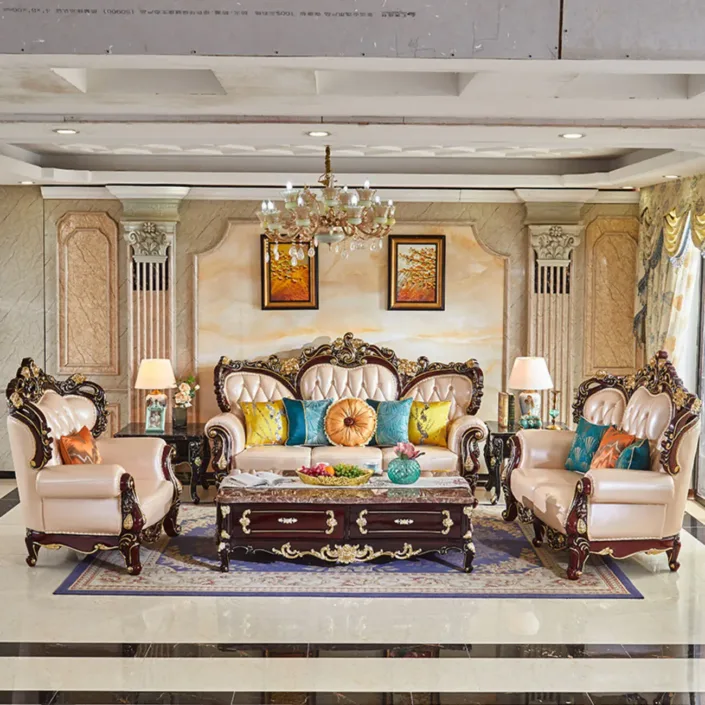 Globe Furnishings - European Classic Solid Wood Carved Villa Palace Sofa