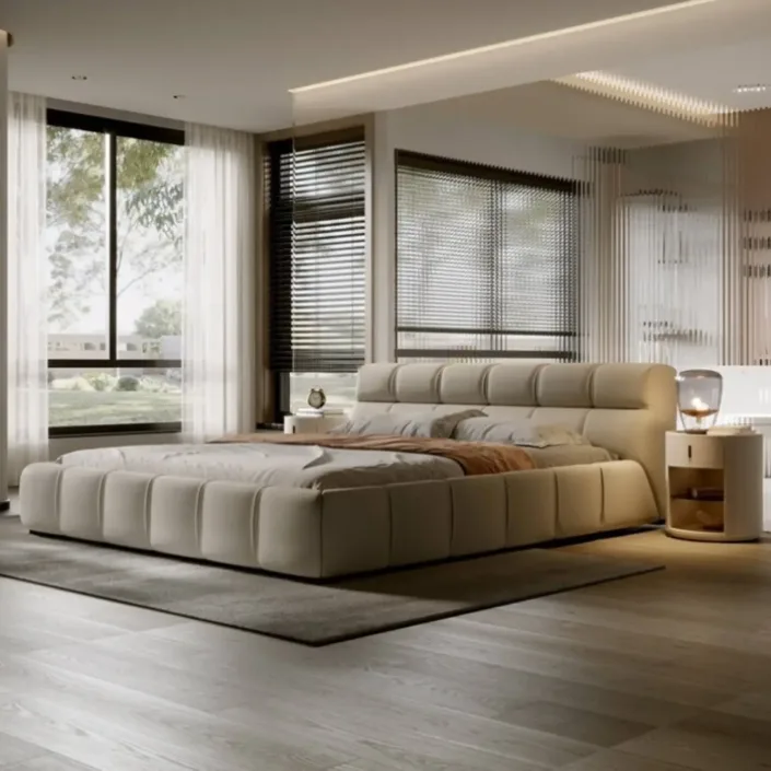 Globe Furnishings - Italian Genuine Leather Puff Bed Globe Furnishings - Italian Genuine Leather Puff Bed