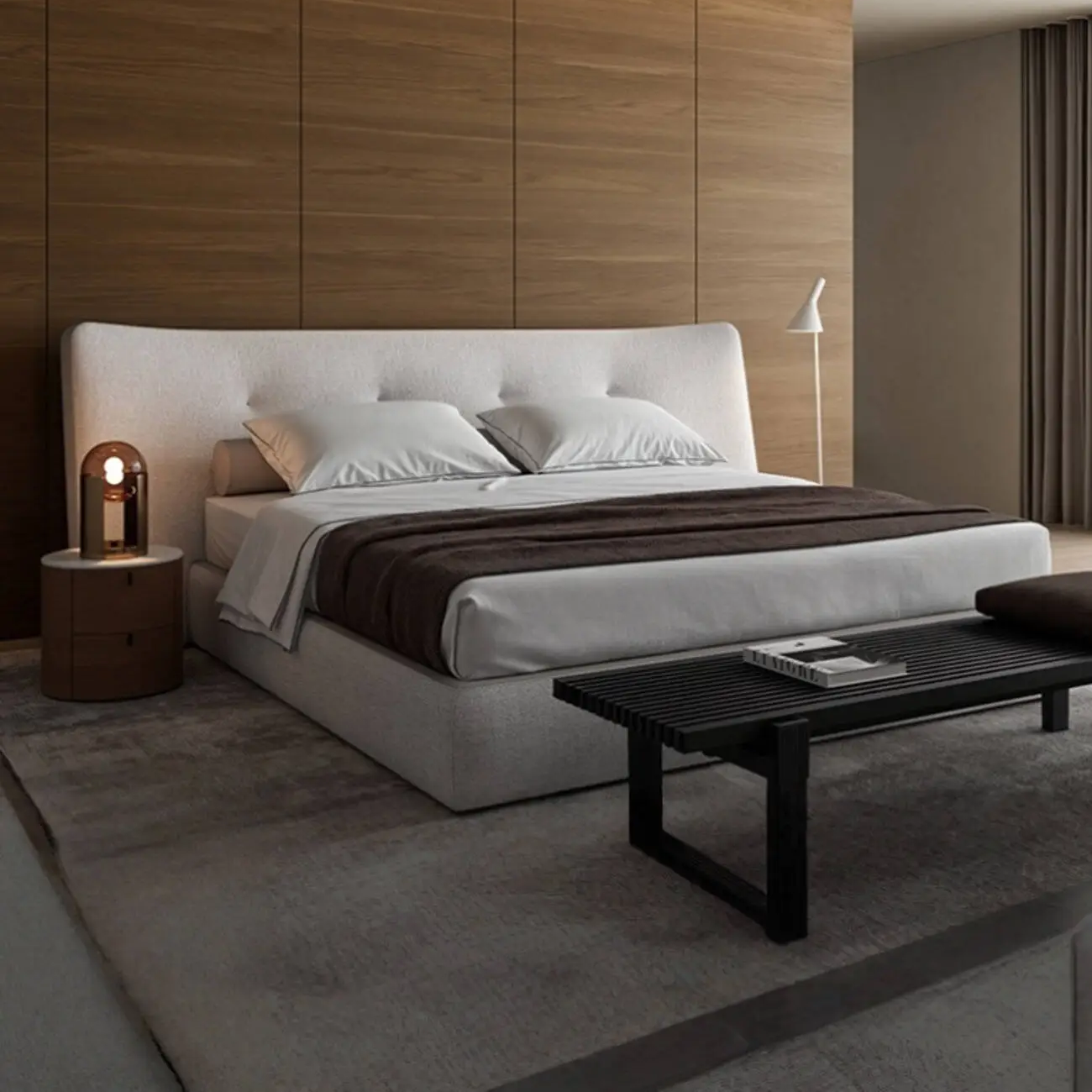 主图-01 Globe Furnishings - Italian Minimalist Linen-Cotton Wide-Screen King Bed
