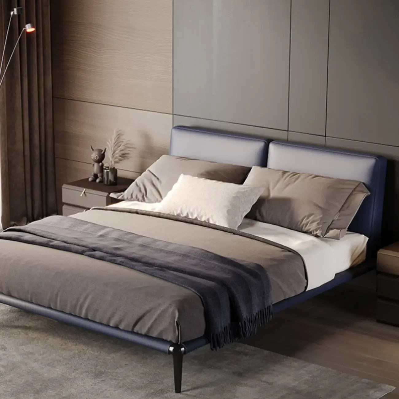 主图-01 Globe Furnishings - Park Italian Minimalist Leather Bed