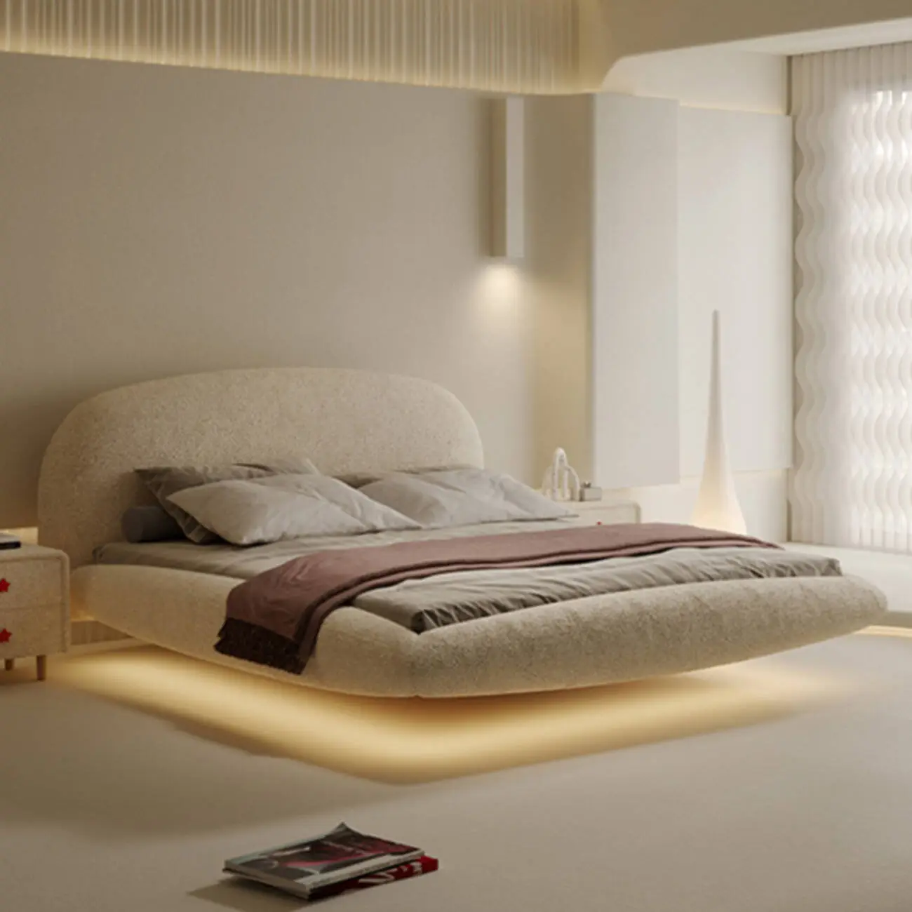 主图-01 Globe Furnishings - French Lambswool Cream Floating Bed