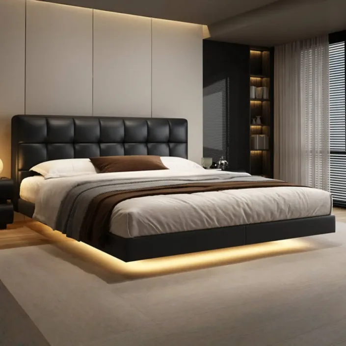 Globe Furnishings - Laurence Italian Luxury Leather Floating Bed Globe Furnishings - Laurence Italian Luxury Leather Floating Bed