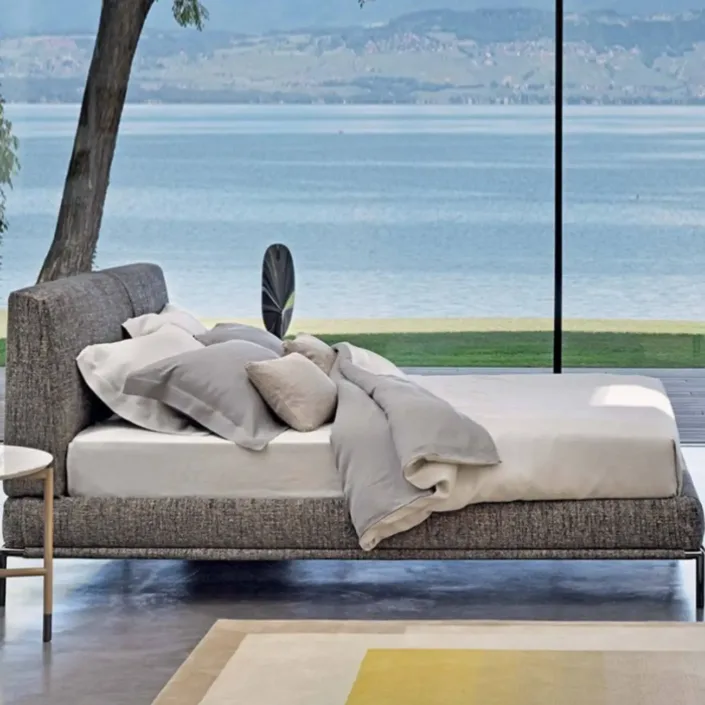 Italian Minimalist Linen-Cotton FLOU Steel Bed