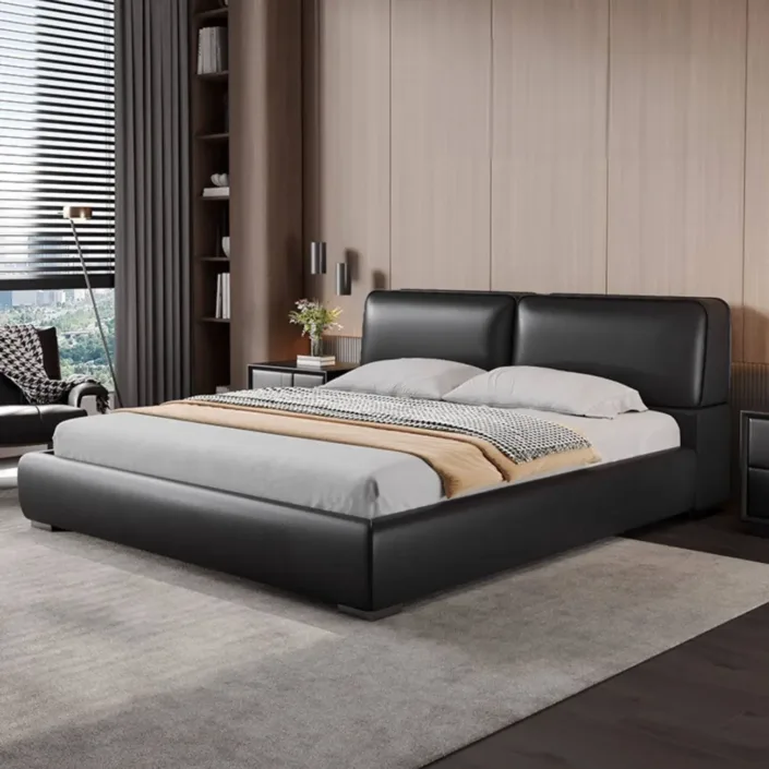 Big Black Bull Premium Master Bedroom Leather Bed