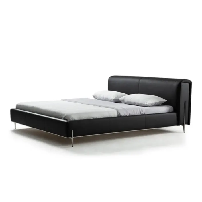 Globe Furnishings - Big Black Bull Italian Minimalist Top-Grain Leather Bed Globe Furnishings - Big Black Bull Italian Minimalist Top-Grain Leather Bed