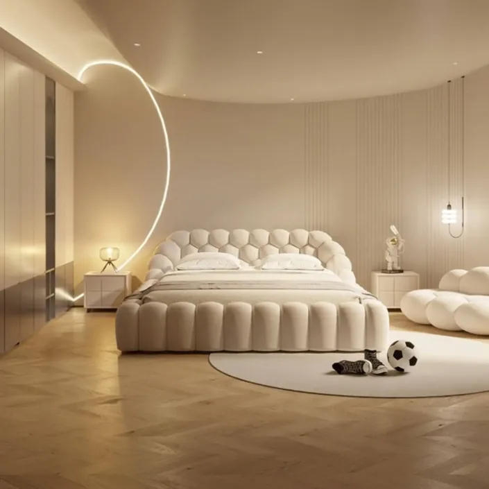 Globe Furnishings - Cream-Style Fabric Soccer Bed Globe Furnishings - Cream-Style Fabric Soccer Bed