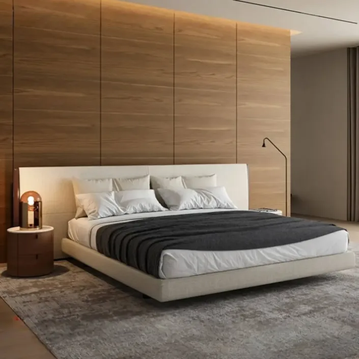 Globe Furnishings - Modern Minimalist Linen-Cotton Blend Wide-Screen YUME Bed Globe Furnishings - Modern Minimalist Linen-Cotton Blend Wide-Screen YUME Bed