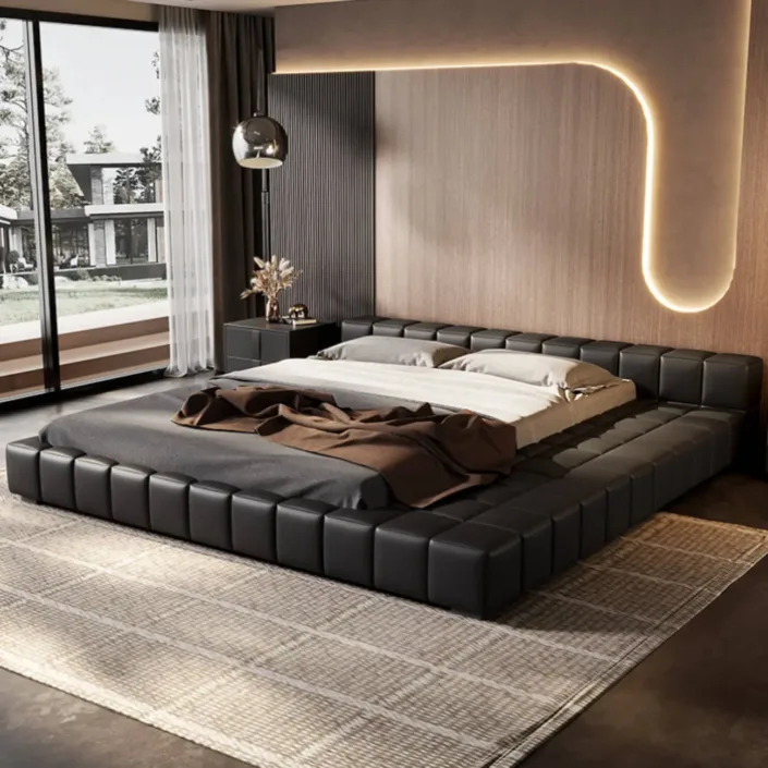 Globe Furnishings - Italian Minimalist Tatami Leather Bed Globe Furnishings - Italian Minimalist Tatami Leather Bed
