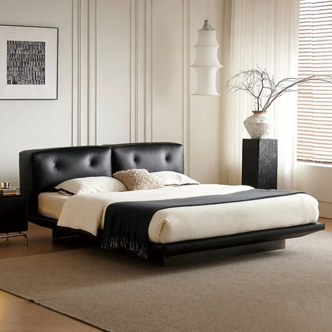 主图-01 Globe Furnishings - Dylan Italian Minimalist Genuine Leather Bed