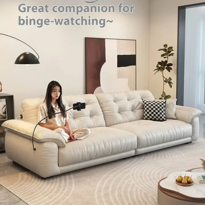 Globe Furnishings - Cream-Style Multifunctional Charging Leather Sofa Globe Furnishings - Cream-Style Multifunctional Charging Leather Sofa