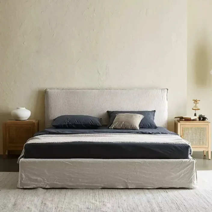 Japanese-Style Cotton-Linen Fabric Bed by Anno