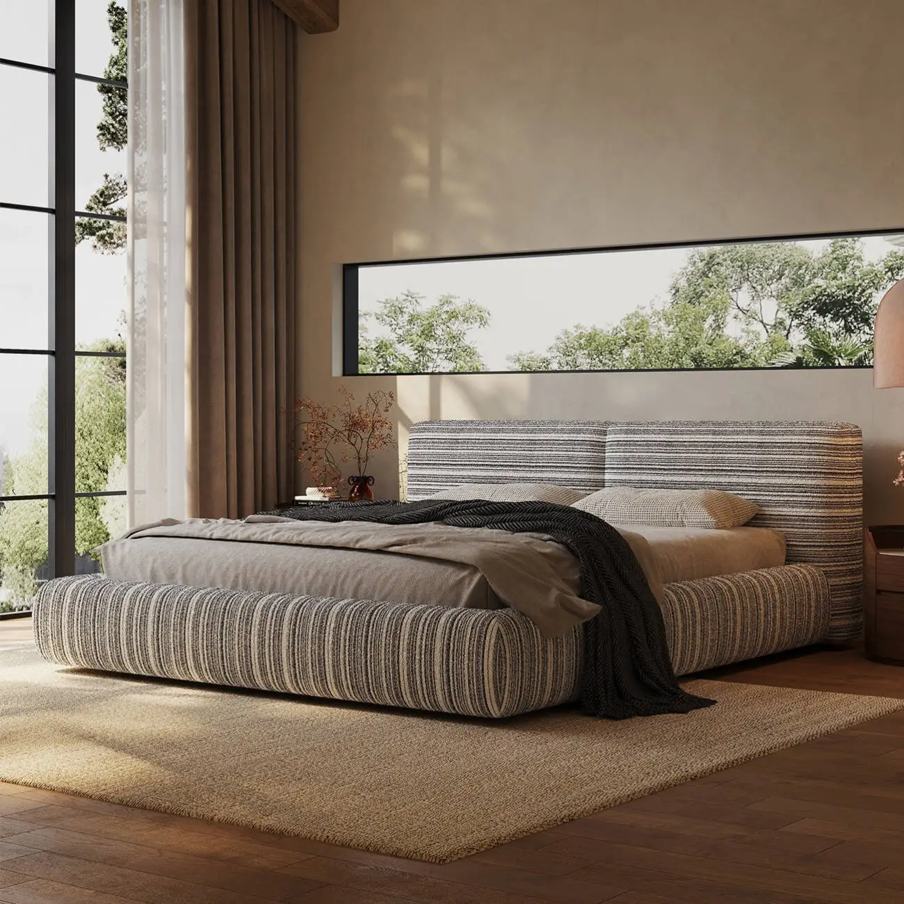主图-01 Globe Furnishings - Danbodu Linen-Cotton Blend Fabric Bed