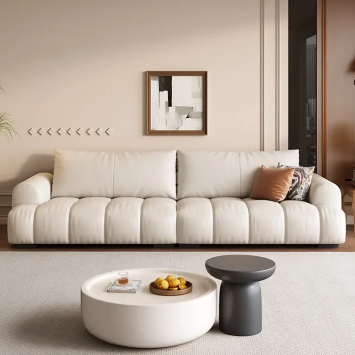 Globe Furnishings - Pastry-shaped piano key genuine leather sofa Globe Furnishings - Pastry-shaped piano key genuine leather sofa