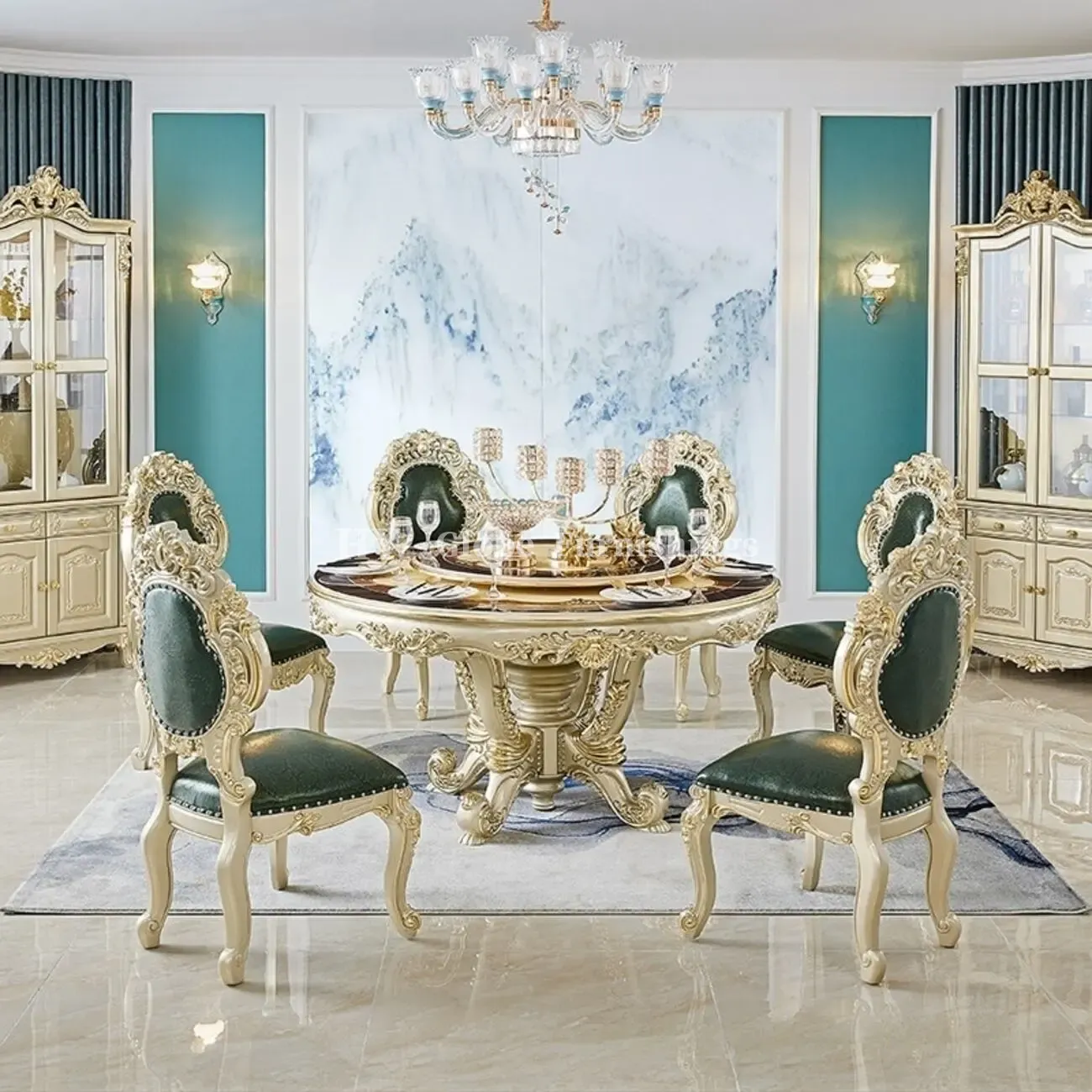 主图-01 Globe Furnishings - European-style Villa Dining Table And Chairs
