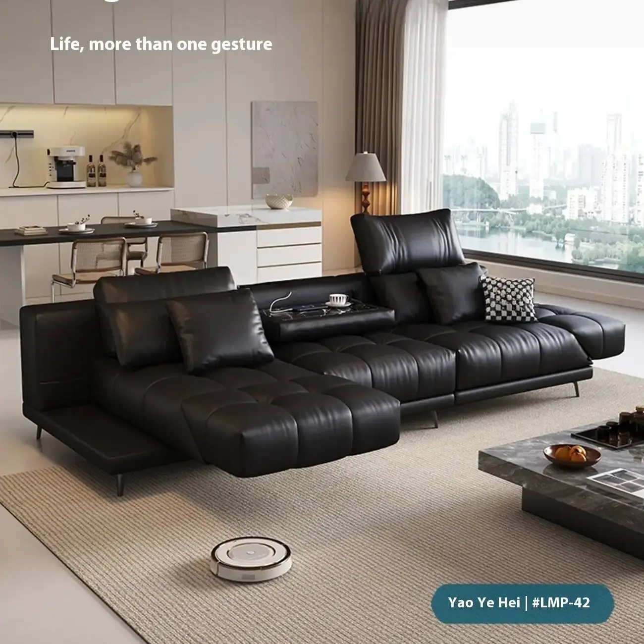 主图-01 Globe Furnishings - Adjustable Leather Sofa
