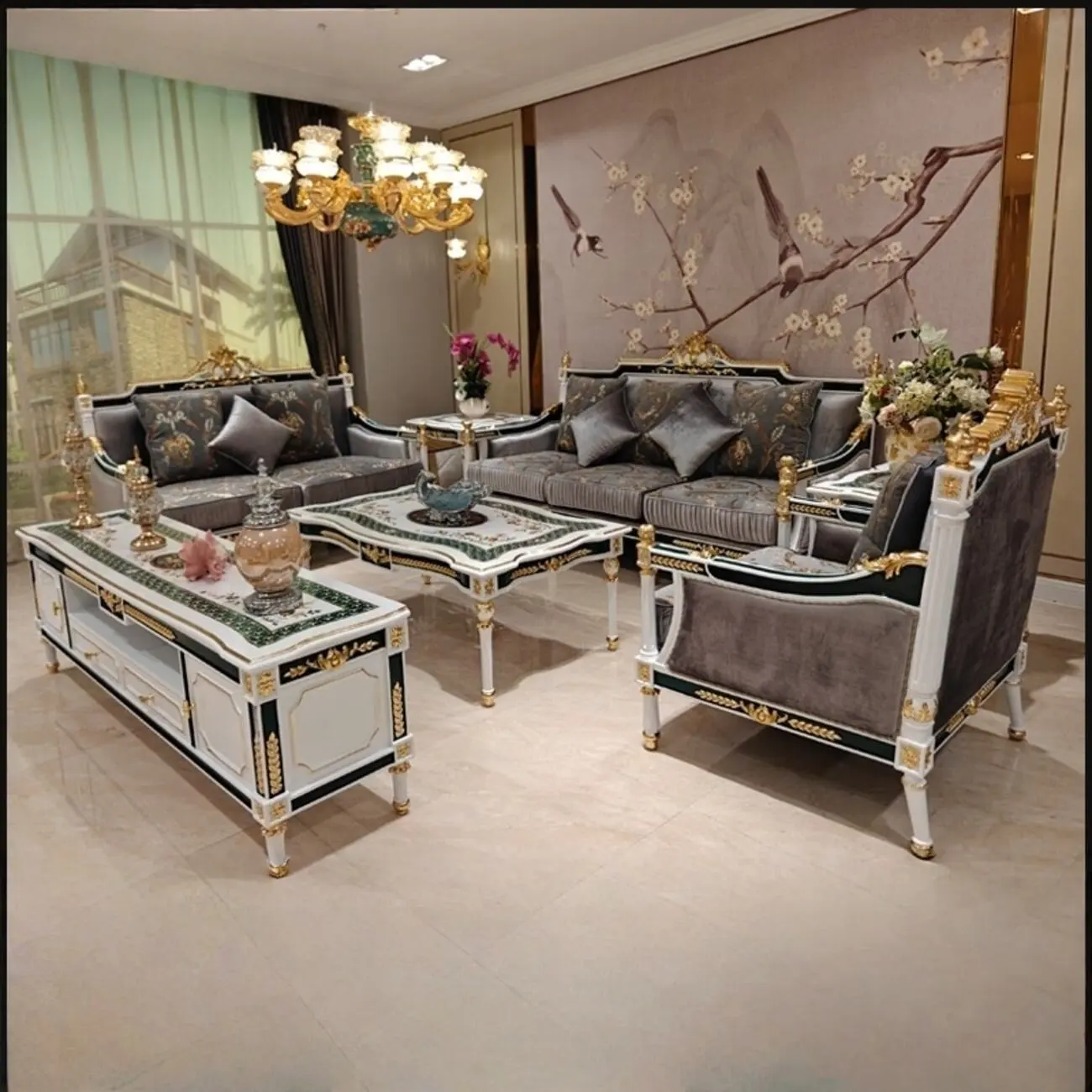 主图-01 Globe Furnishings - French-Style Light Luxury Palace Upholstered Sofa