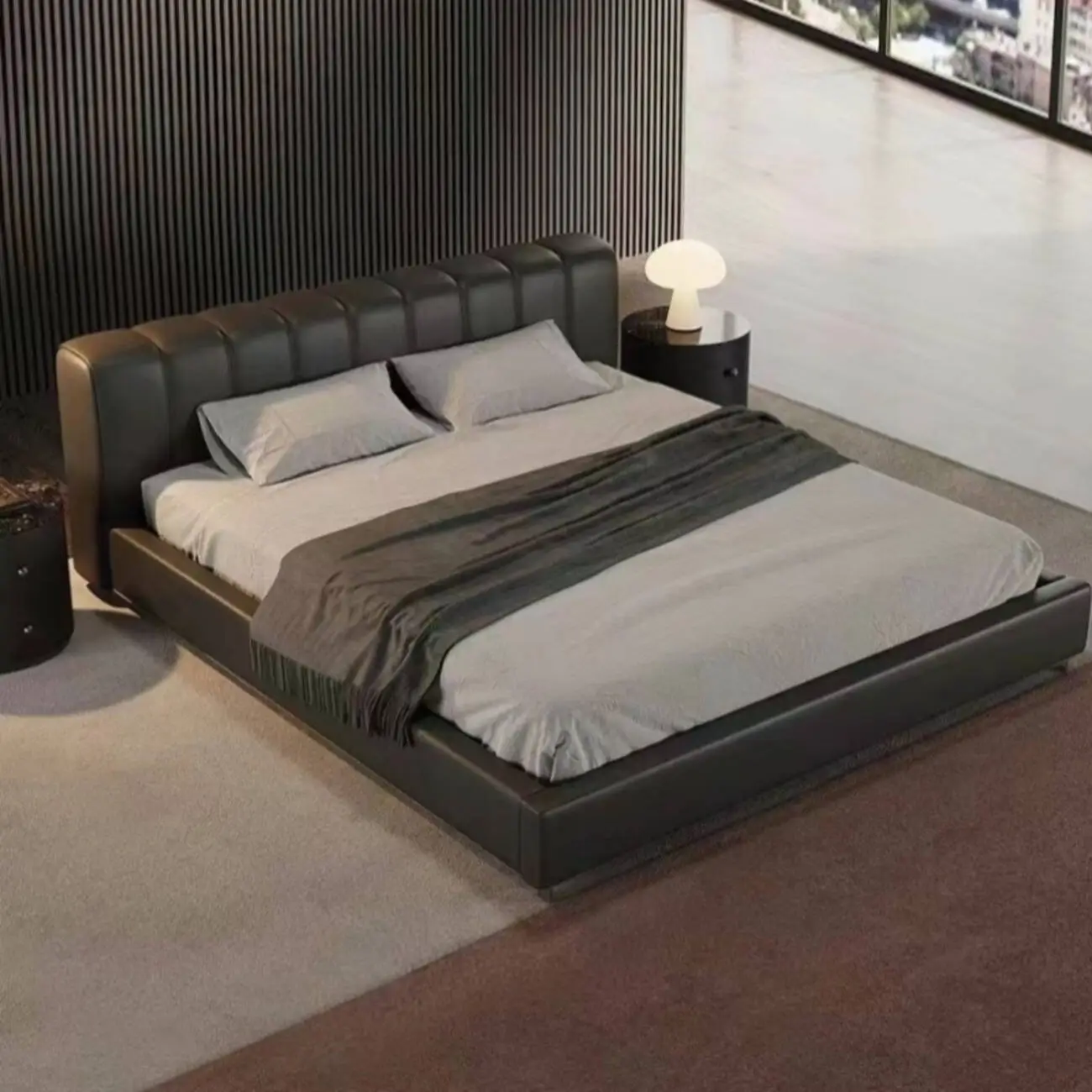 主图-02 Globe Furnishings - Modern Minimalist Piano Key Double Bed