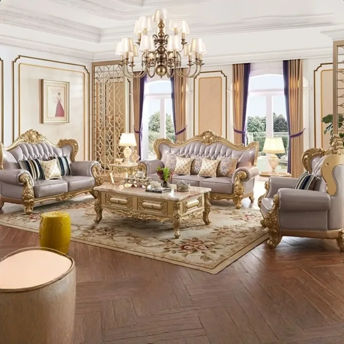 European Style Solid Wood Palace Villa Sofa