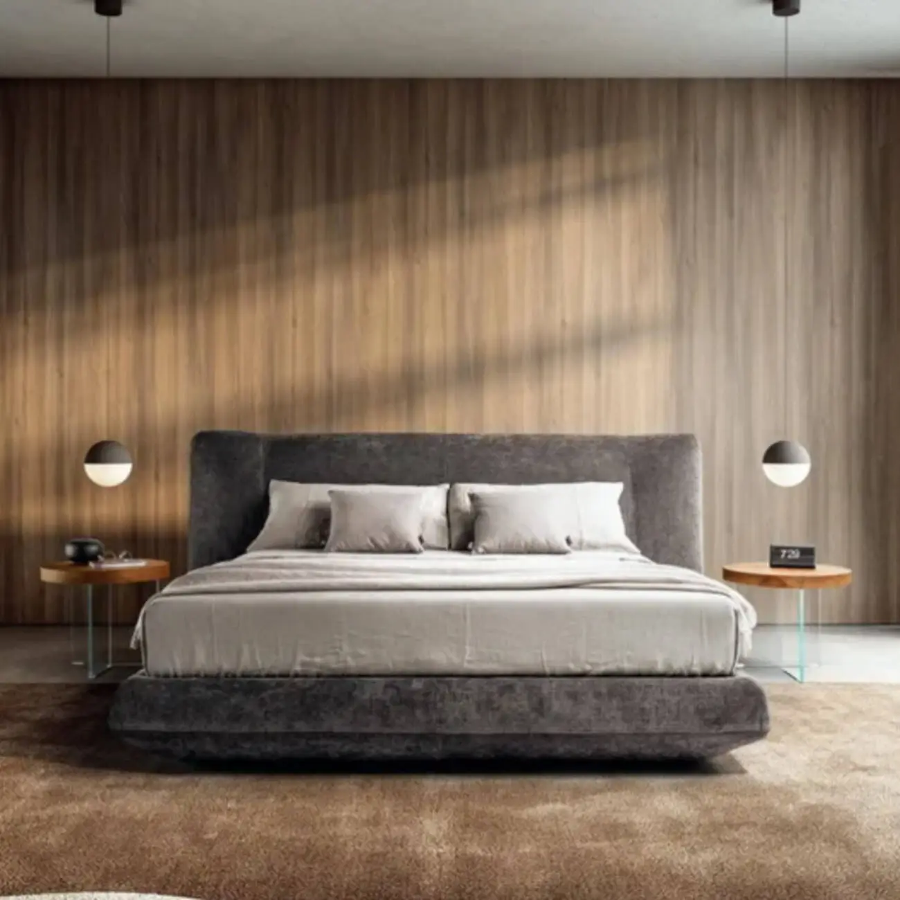 主图-02 Globe Furnishings - LOGO Italian Minimalist Fabric Floating Bed
