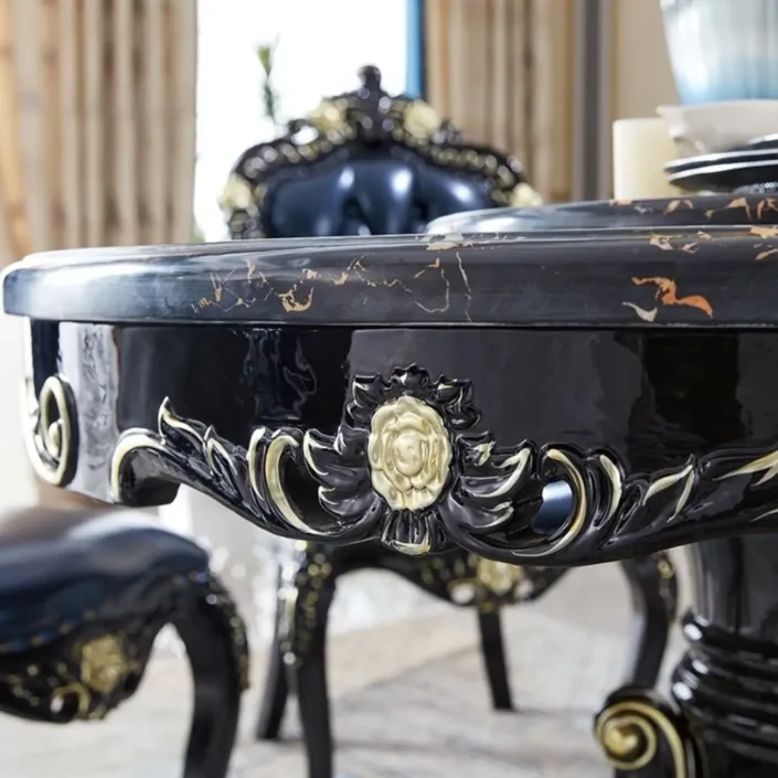 Globe Furnishings - European-style solid wood carved dining table and chair set Globe Furnishings - European-style solid wood carved dining table and chair set