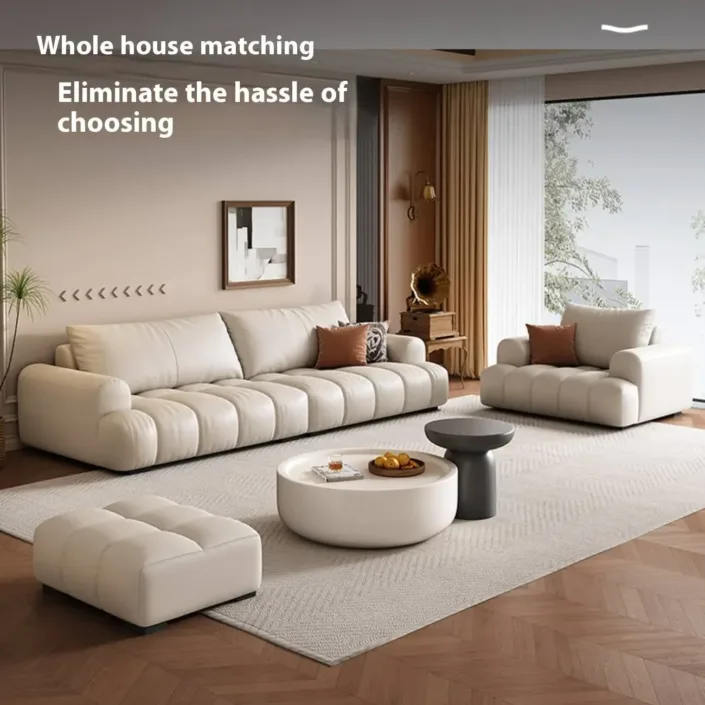 Globe Furnishings - Pastry-shaped piano key genuine leather sofa Globe Furnishings - Pastry-shaped piano key genuine leather sofa