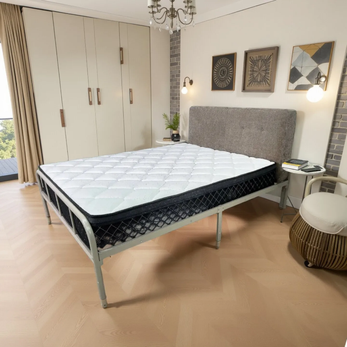 主图-02-4 Globe Furnishings - Nordic Style Minimalist Double Bedroom Bed