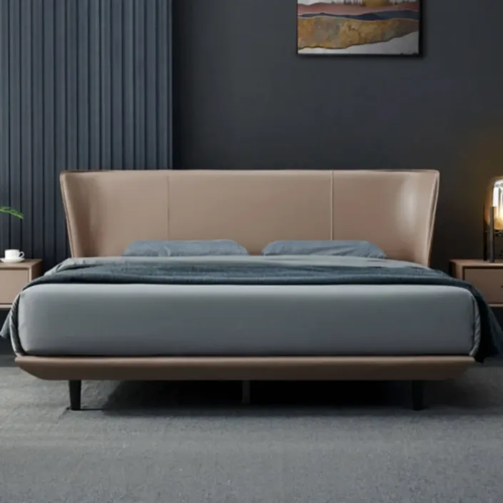Globe Furnishings - Top-Grain Leather Designer Saddle Bed Globe Furnishings - Top-Grain Leather Designer Saddle Bed