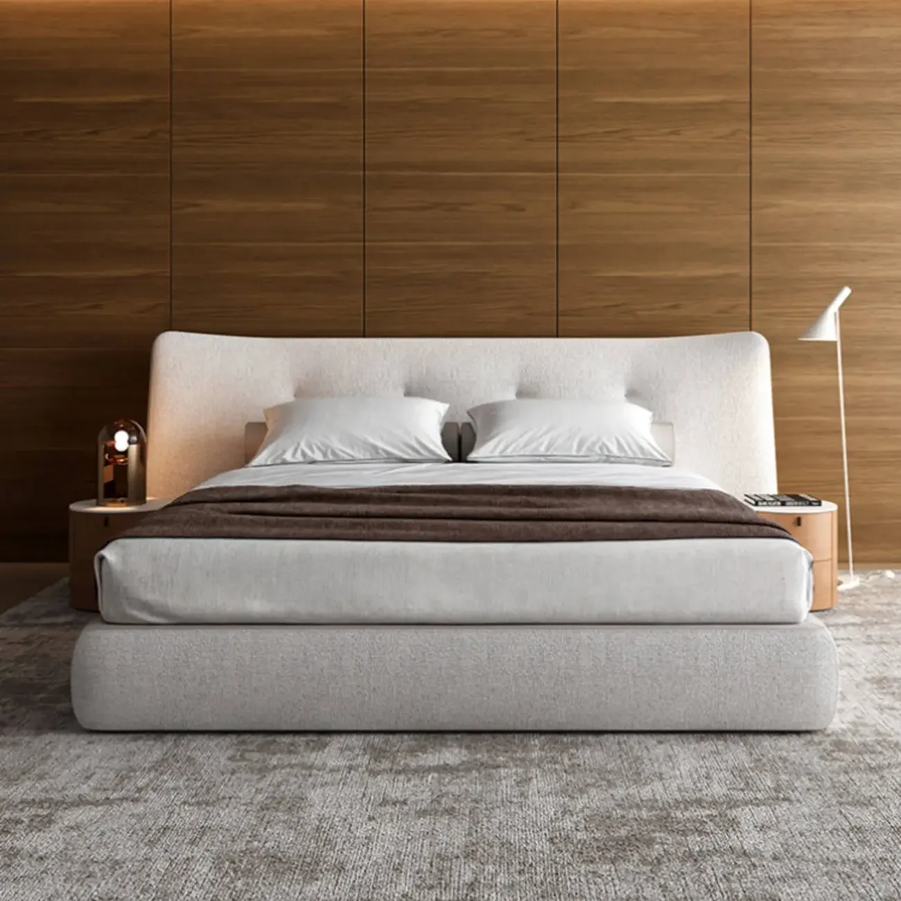 主图-02 Globe Furnishings - Italian Minimalist Linen-Cotton Wide-Screen King Bed