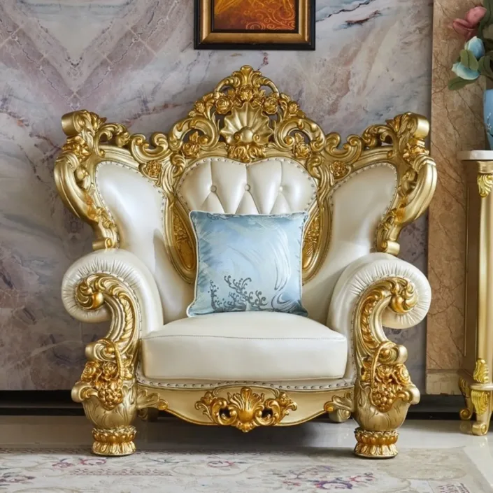 Globe Furnishings - Royal Solid Wood Gold Carved European Style Sofa