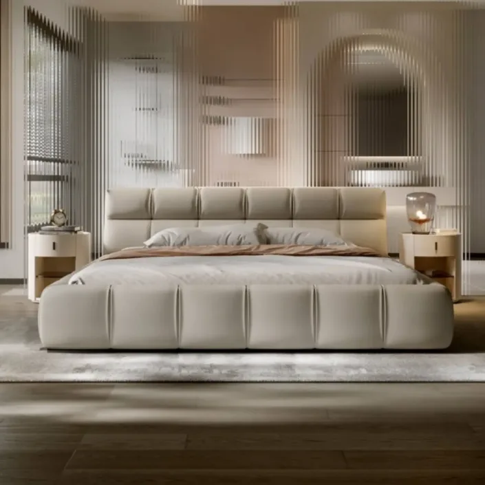 Globe Furnishings - Italian Genuine Leather Puff Bed Globe Furnishings - Italian Genuine Leather Puff Bed