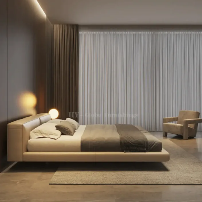Globe Furnishings - Caleb Italian Minimalist Floating Leather Bed Globe Furnishings - Caleb Italian Minimalist Floating Leather Bed
