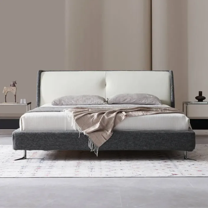 Spencer Italian Minimalist Genuine Leather Bed