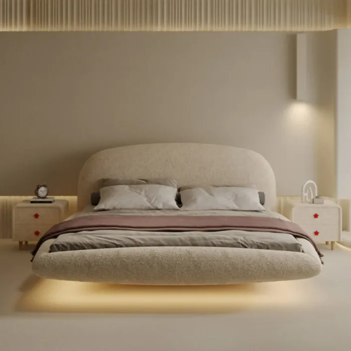 Globe Furnishings - French Lambswool Cream Floating Bed Globe Furnishings - French Lambswool Cream Floating Bed