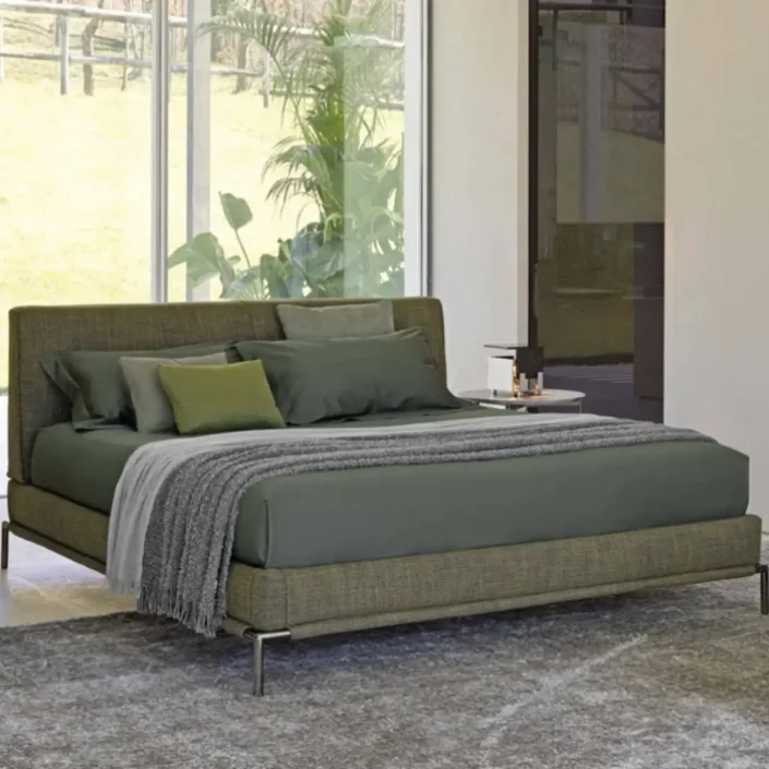 Globe Furnishings - Italian Minimalist Linen-Cotton FLOU Steel Bed Globe Furnishings - Italian Minimalist Linen-Cotton FLOU Steel Bed