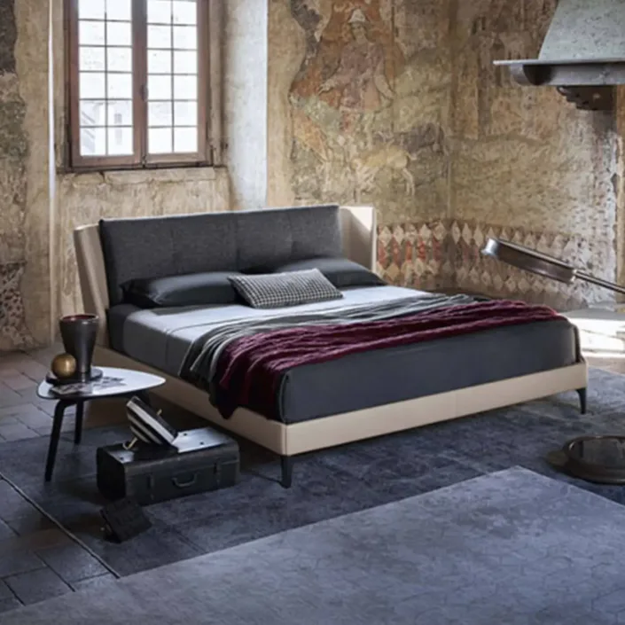 Bretagne Bed in Italian Minimalist Genuine Leather