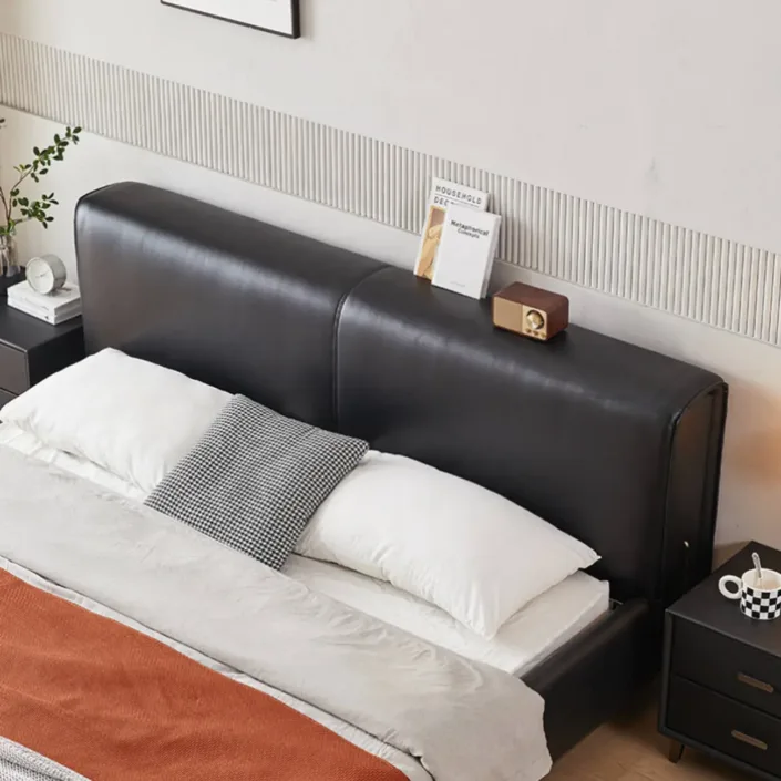Globe Furnishings - Big Black Bull Italian Minimalist Top-Grain Leather Bed Globe Furnishings - Big Black Bull Italian Minimalist Top-Grain Leather Bed