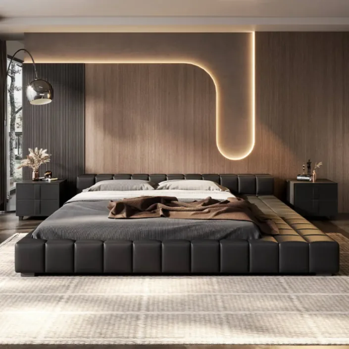 Globe Furnishings - Italian Minimalist Tatami Leather Bed Globe Furnishings - Italian Minimalist Tatami Leather Bed