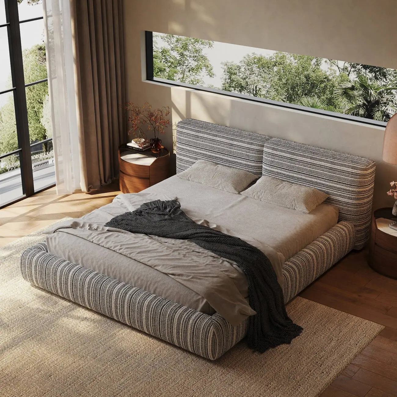主图-03 Globe Furnishings - Danbodu Linen-Cotton Blend Fabric Bed