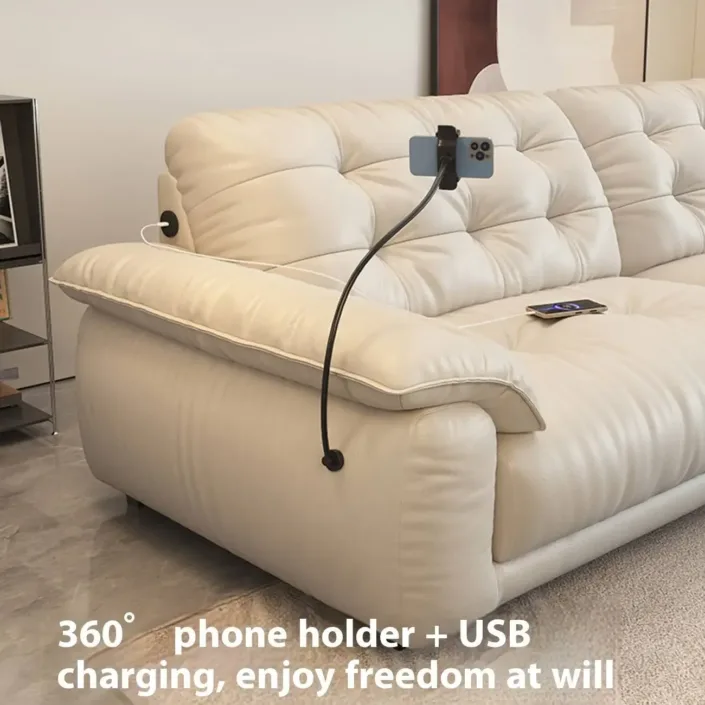 Globe Furnishings - Cream-Style Multifunctional Charging Leather Sofa Globe Furnishings - Cream-Style Multifunctional Charging Leather Sofa